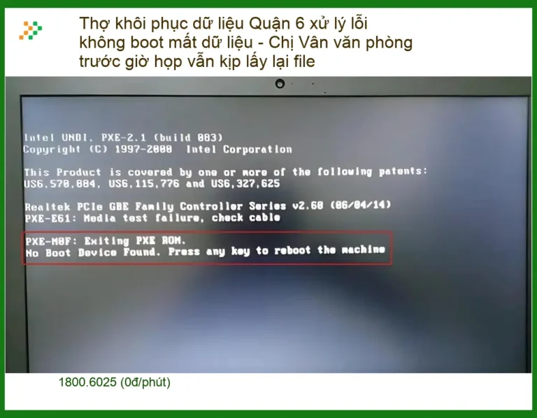 Khôi Phục Dữ Liệu Quận 6 lỗi boot - Thợ cứu file văn phòng gấp