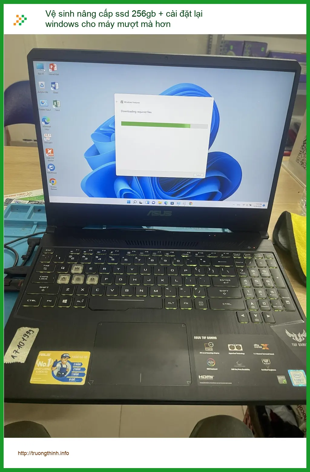 Chú Tấn bận rộn tìm Dịch vụ vệ sinh nâng cấp SSD 256GB cài Win máy Quận Phú Nhuận ảnh thực tế 1