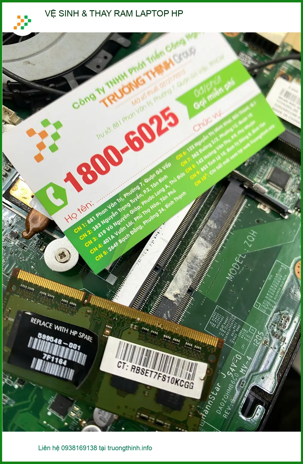 Dịch vụ vệ sinh & thay ram laptop HP Quận 12 lấy ngay - Chị Minh giáo viên Quận 12. ảnh thực tế 2