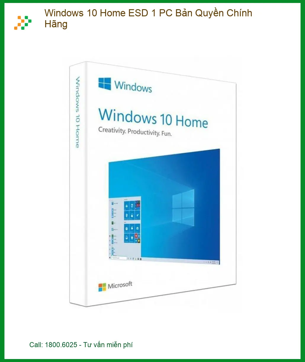 Windows Bản Quyền 10 Home ESD 1 PC - TPHCM | Giá Rẻ, Kích Hoạt Nhanh