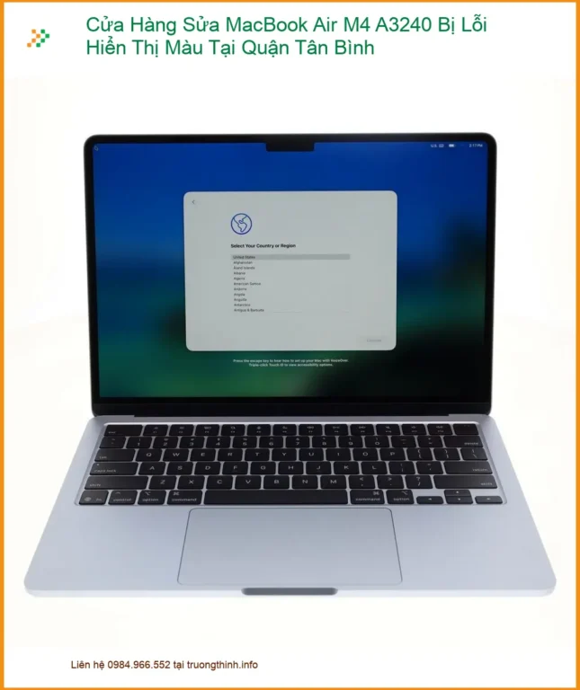 Sửa Macbook Air M4 A3240 lỗi hiển thị màu Tân Bình - Sửa nhanh