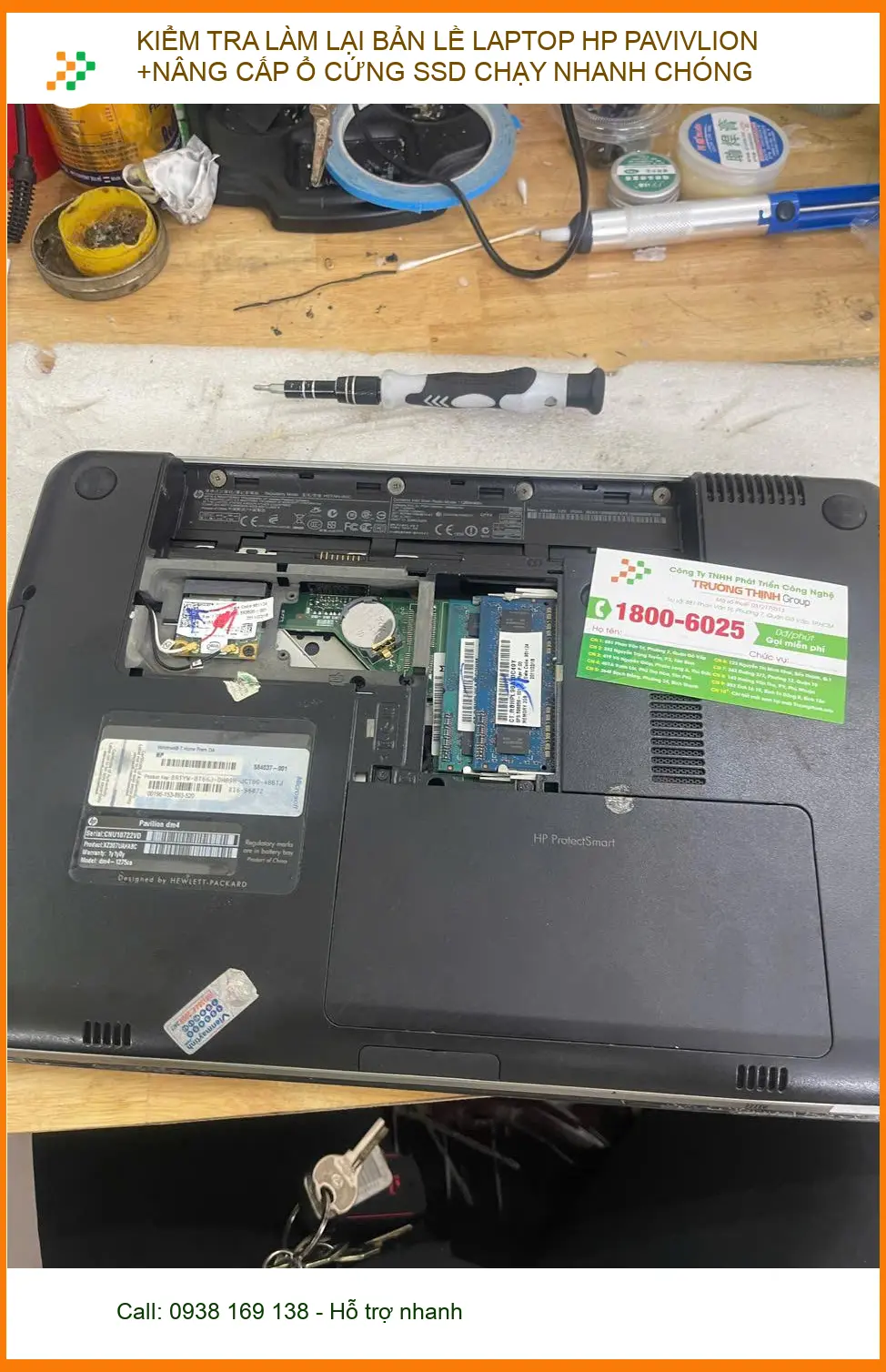 Chị Bình - sửa bản lề laptop HP Pavilion, nâng cấp SSD Quận Phú Nhuận