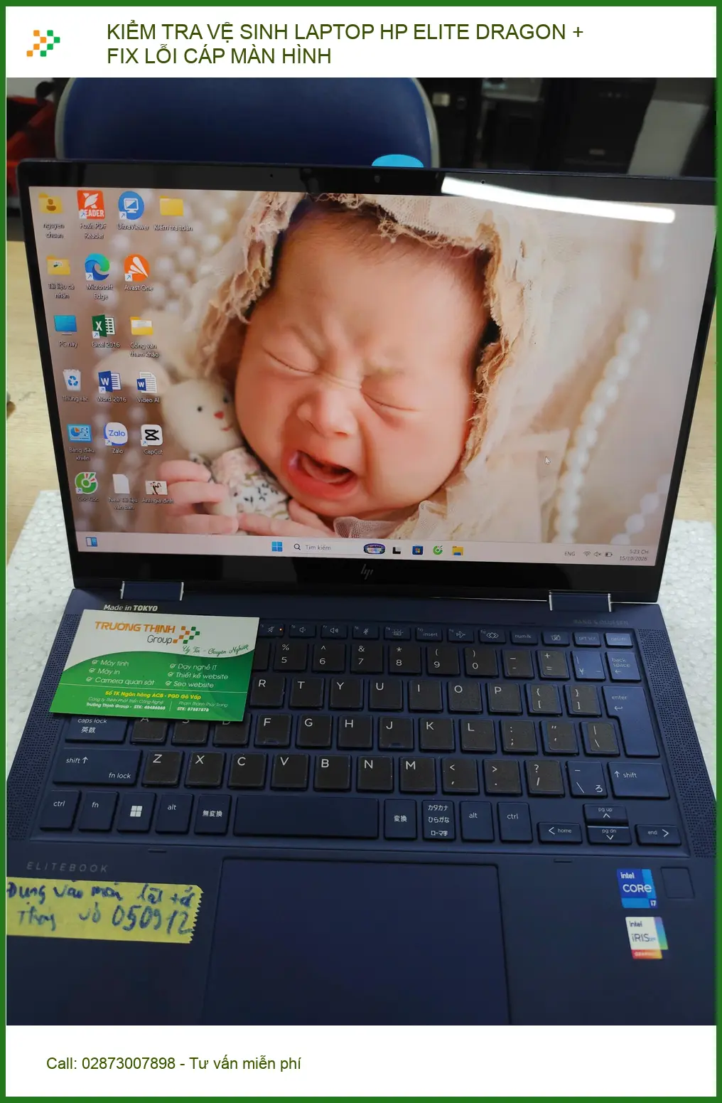 Anh Hùng: Vệ sinh, sửa cáp màn hình laptop HP Elite Dragon P.Nhuận ảnh thực tế 1