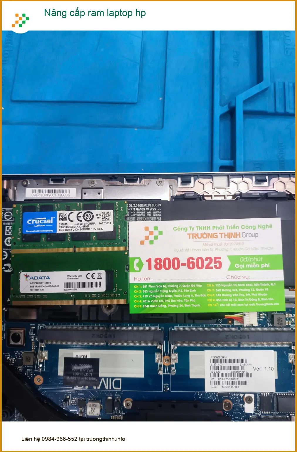 Anh Vĩ kỹ sư CNTT tìm dịch vụ nâng cấp ram laptop HP Quận Tân Phú uy tín ảnh thực tế 1