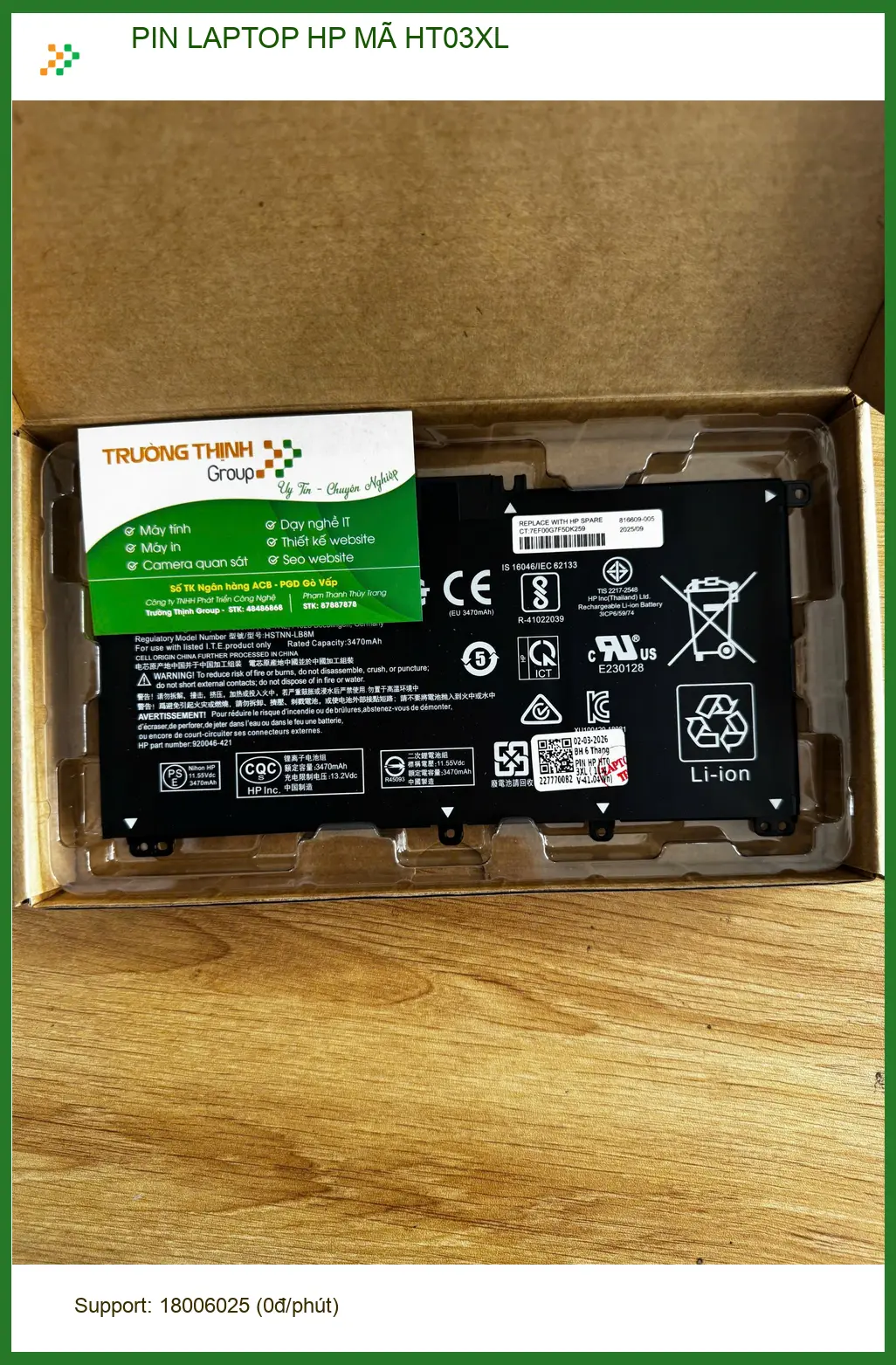 Nơi thay pin laptop HP mã HT03XL Quận 10 uy tín - Anh Quang đánh giá ảnh thực tế 2