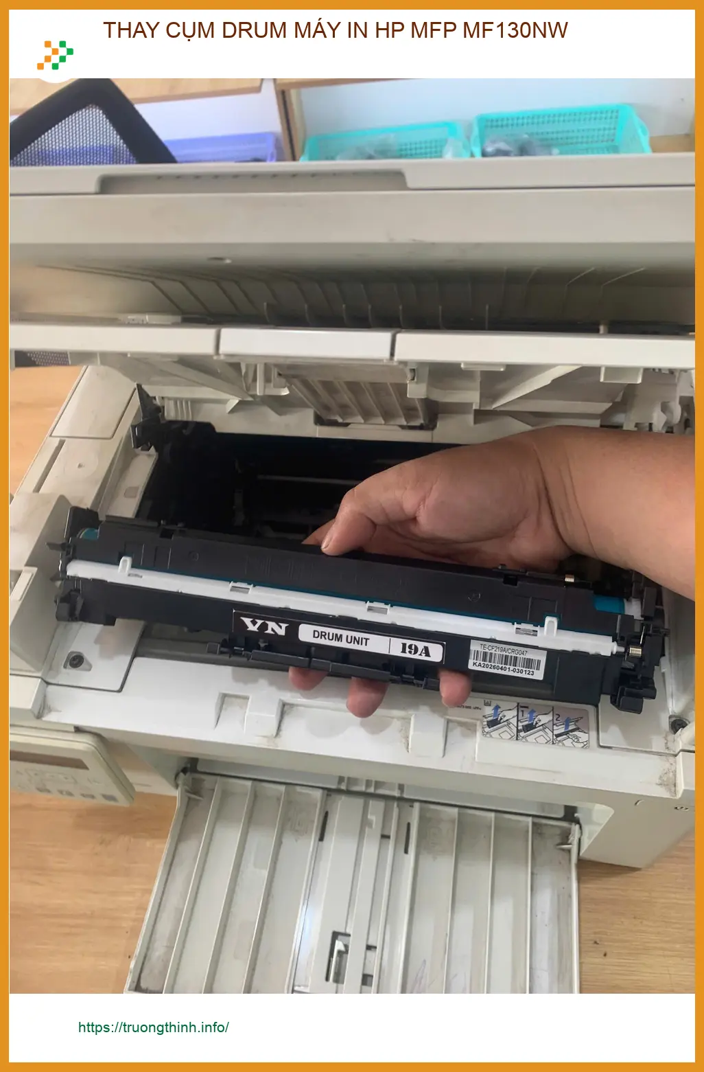 Chị Diễm Quỳnh nhân viên văn phòng tìm chỗ thay cụm drum máy in HP MFP MF130NW Quận Tân Bình ảnh thực tế 1