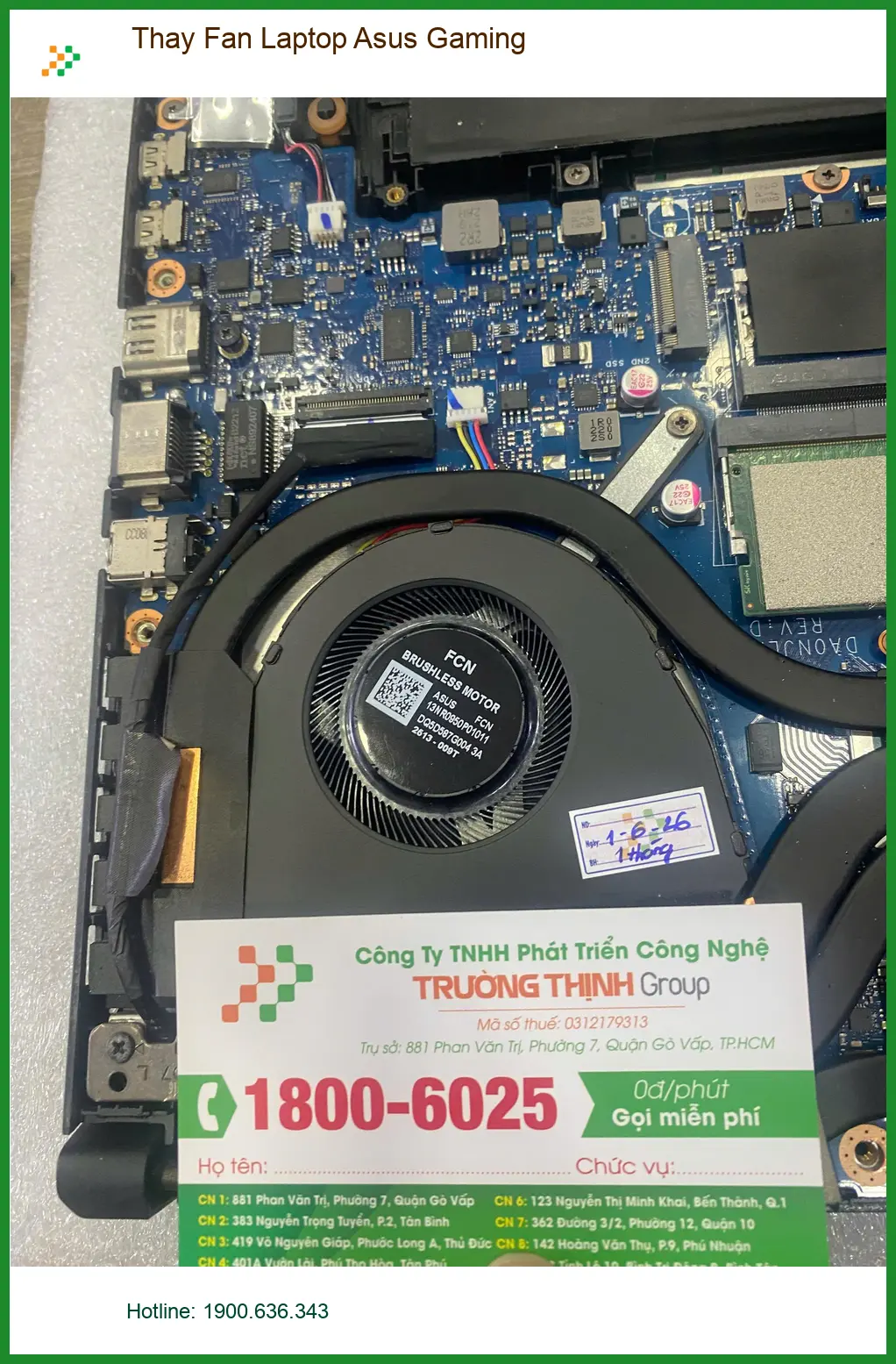 Dịch vụ thay fan laptop Asus gaming Quận 7 uy tín - Chú Hưng lo lắng hiệu năng giảm ảnh thực tế 1