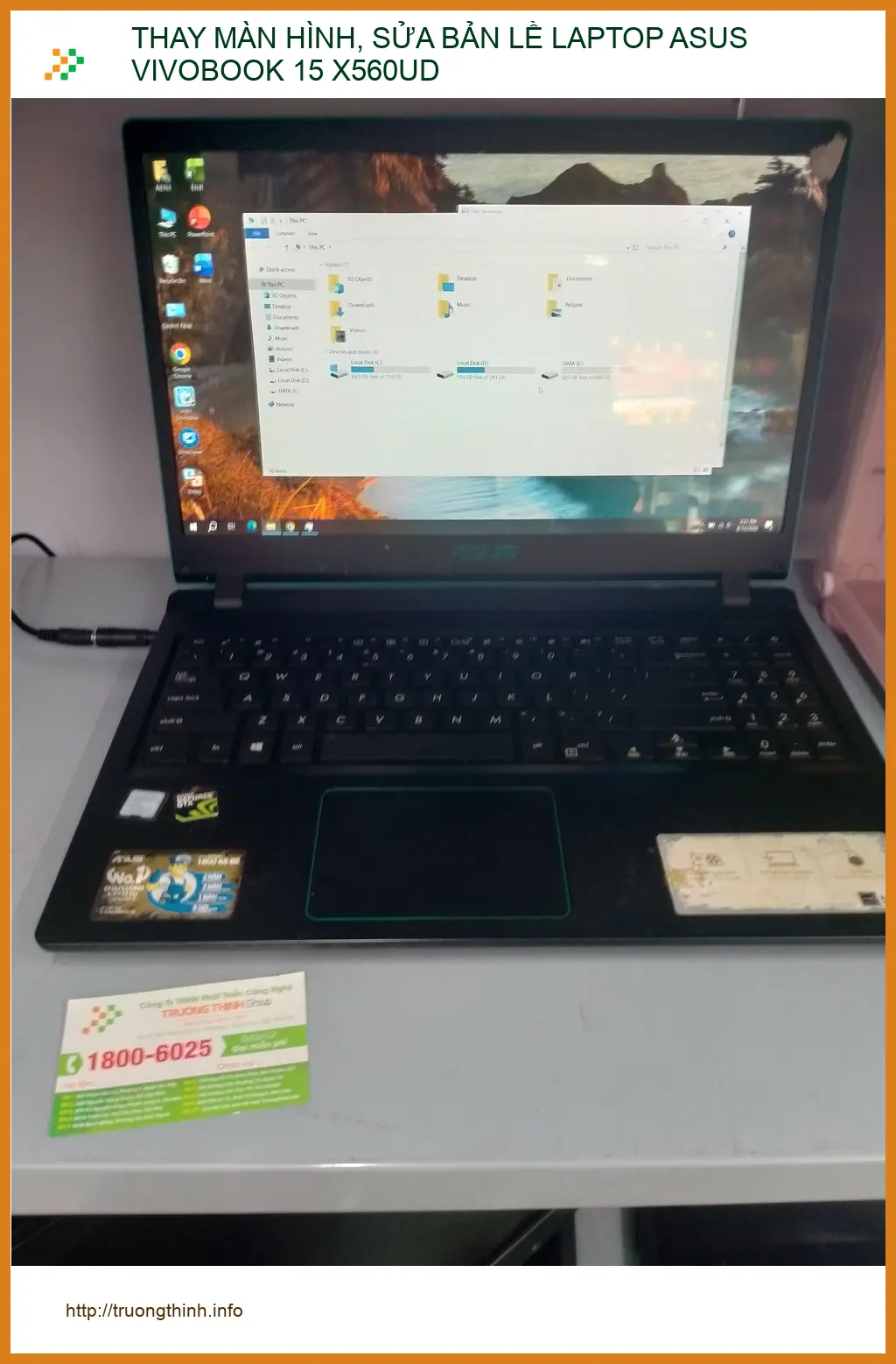 Thay màn hình, sửa bản lề LAPTOP ASUS VIVOBOOK 15 X560UD Q12 - Chị Thoa ảnh thực tế 1